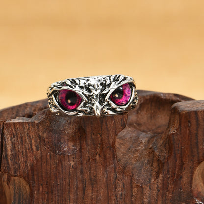 Multicolor Evil Eye Owl Adjustable Ring Antique Silver Gothic Punk Unisex Animal Finger Ring Women Men Fashion Jewelry Gift