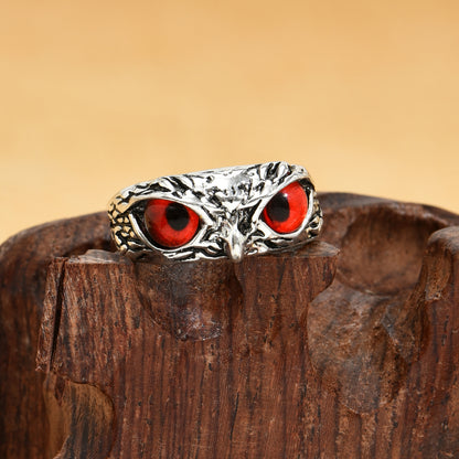 Multicolor Evil Eye Owl Adjustable Ring Antique Silver Gothic Punk Unisex Animal Finger Ring Women Men Fashion Jewelry Gift