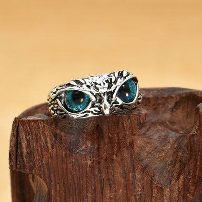 Multicolor Evil Eye Owl Adjustable Ring Antique Silver Gothic Punk Unisex Animal Finger Ring Women Men Fashion Jewelry Gift