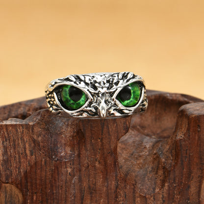 Multicolor Evil Eye Owl Adjustable Ring Antique Silver Gothic Punk Unisex Animal Finger Ring Women Men Fashion Jewelry Gift