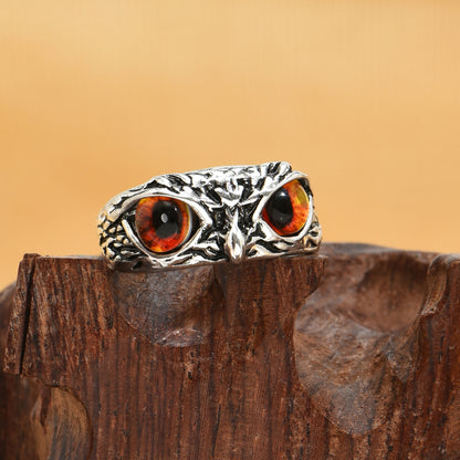 Multicolor Evil Eye Owl Adjustable Ring Antique Silver Gothic Punk Unisex Animal Finger Ring Women Men Fashion Jewelry Gift