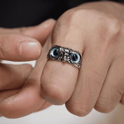 Multicolor Evil Eye Owl Adjustable Ring Antique Silver Gothic Punk Unisex Animal Finger Ring Women Men Fashion Jewelry Gift