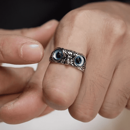 Multicolor Evil Eye Owl Adjustable Ring Antique Silver Gothic Punk Unisex Animal Finger Ring Women Men Fashion Jewelry Gift