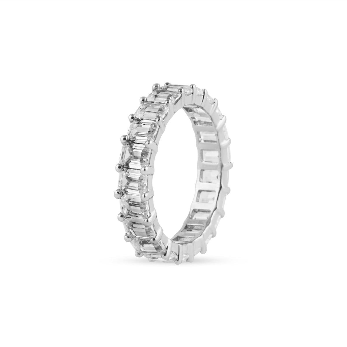 Emerald Cut Eternity Band in 925 Sterling Silver, CZ Full Eternity Ring, Custom Made in All Ring Sizes, Perfect Gift for Her