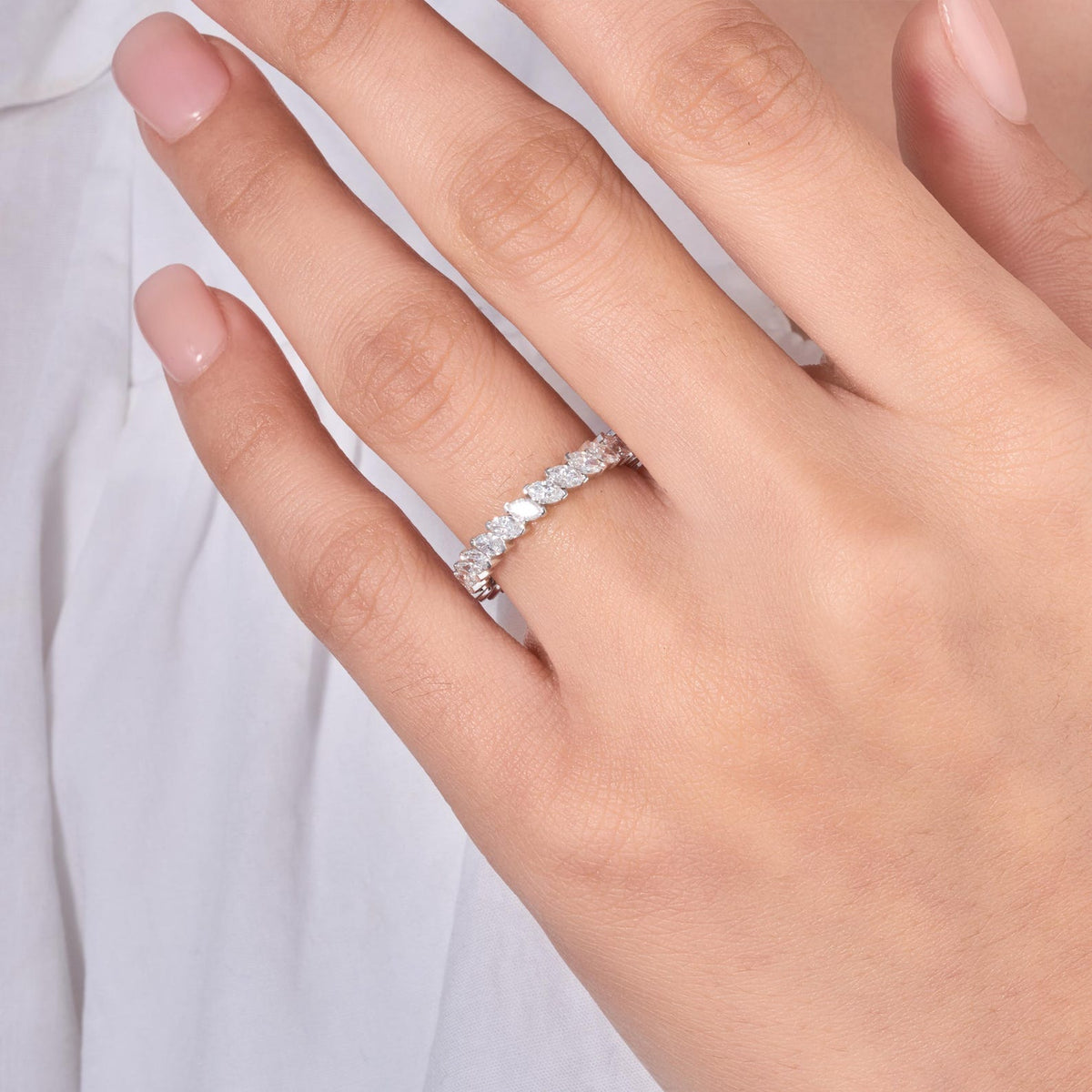 Marquise Full Eternity Band Ring - White