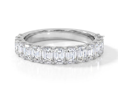 Emerald Cut Eternity Band in 925 Sterling Silver, CZ Full Eternity Ring, Custom Made in All Ring Sizes, Perfect Gift for Her