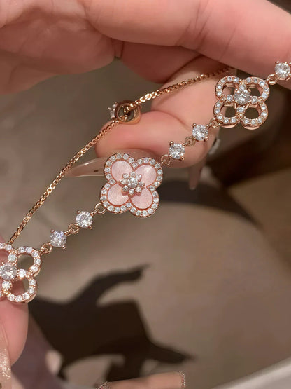 Pink Diamond Clover Lucky Bracelet