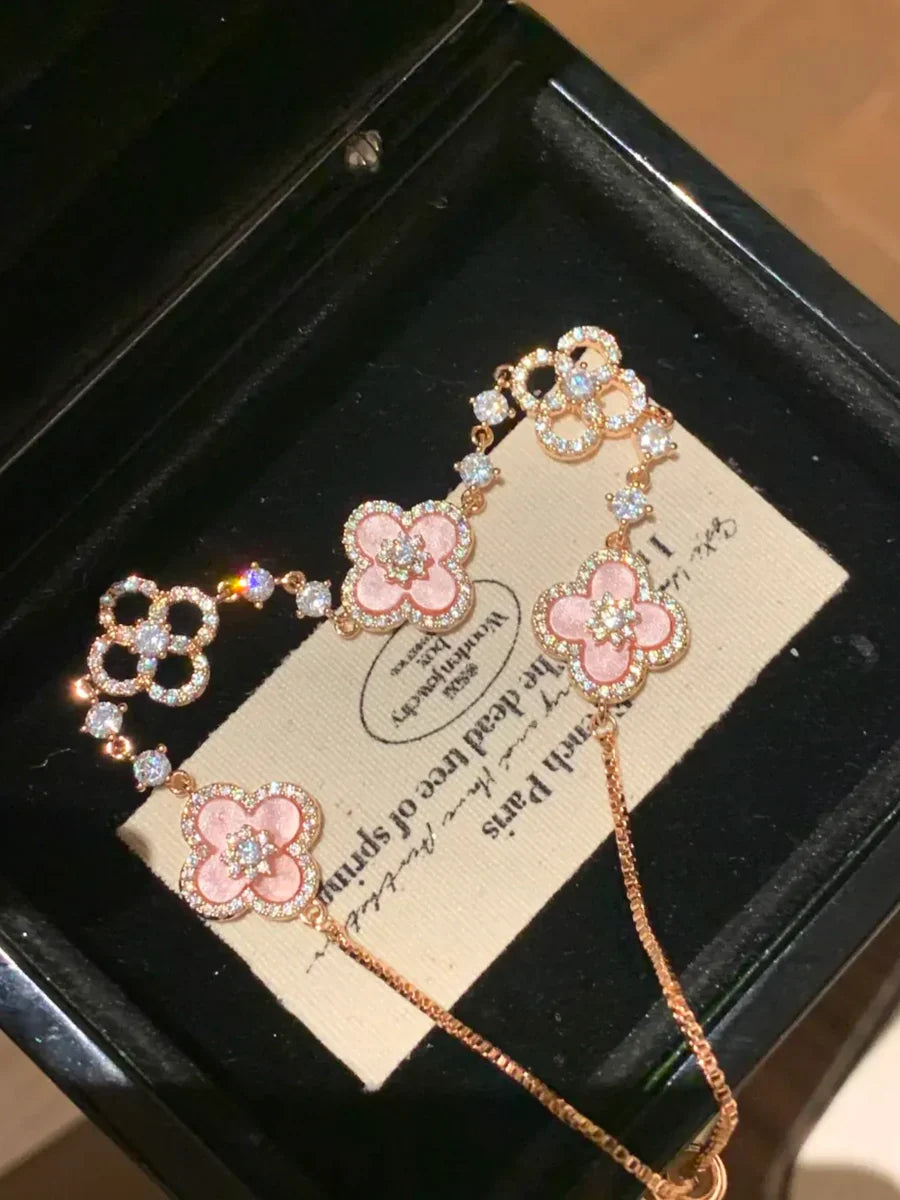Pink Diamond Clover Lucky Bracelet