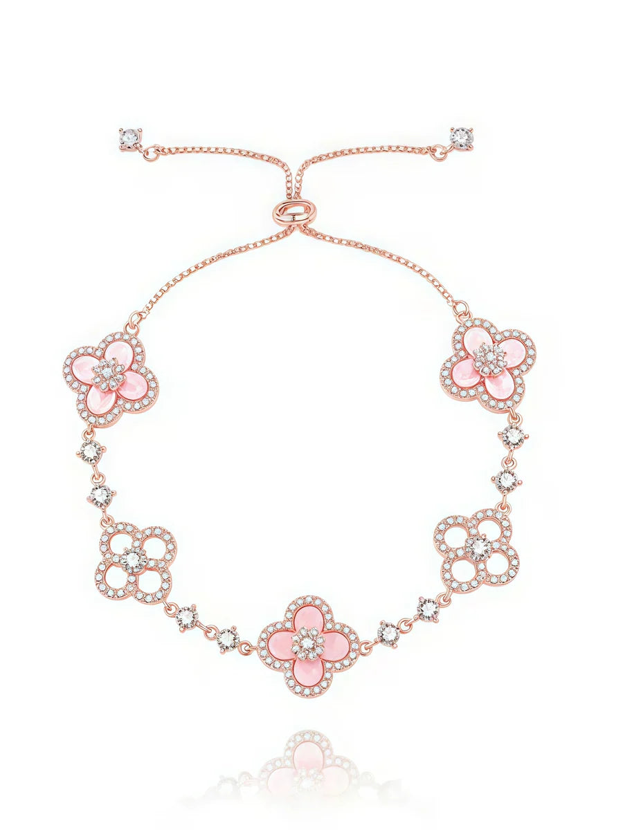 Pink Diamond Clover Lucky Bracelet