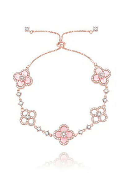 Pink Diamond Clover Lucky Bracelet